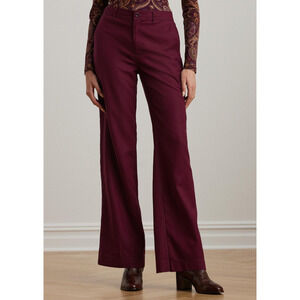 Lauren Ralph Lauren Women Canvas Wide Leg Pants Pinot Noir Size 18